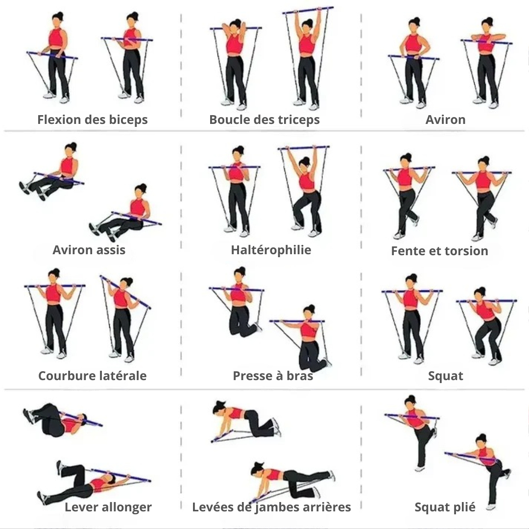 Ensemble barre de pilate portable